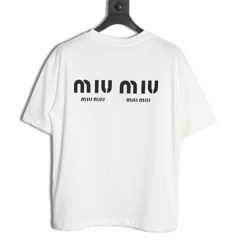 Miu Miu 24SS rhinestone lettering short-sleeved T-shirt