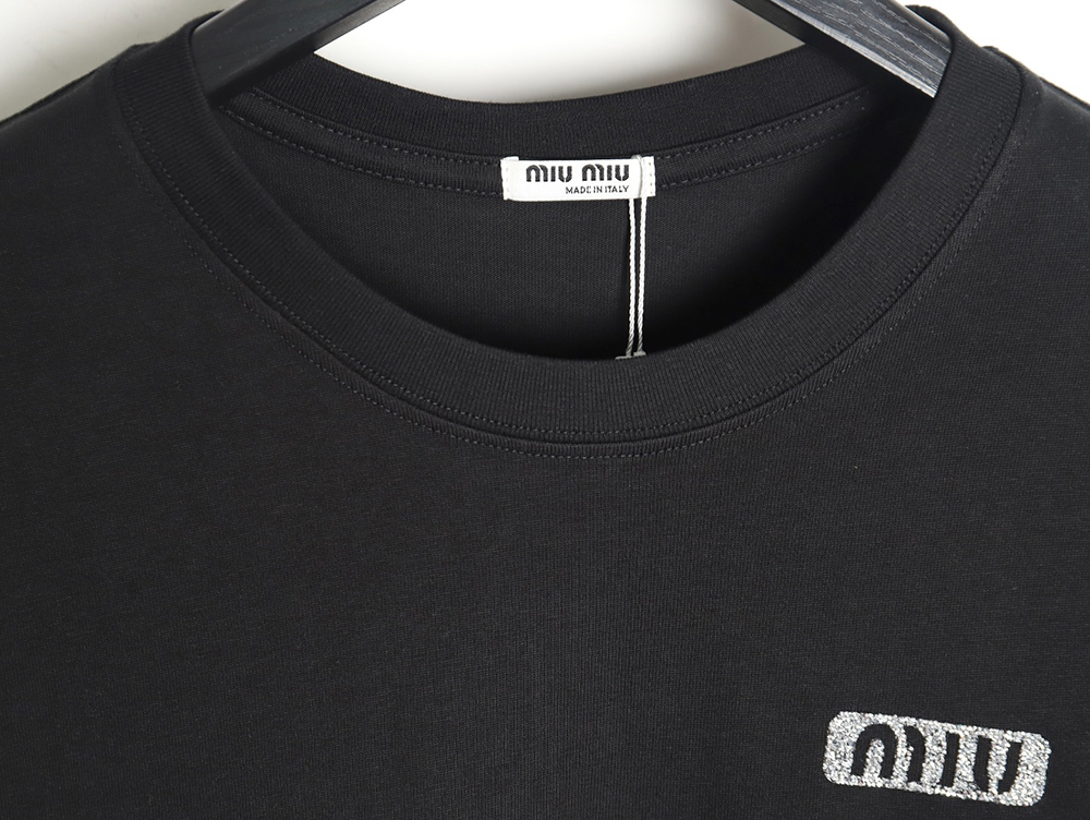 Miu Miu 24SS rhinestone lettering short-sleeved T-shirt