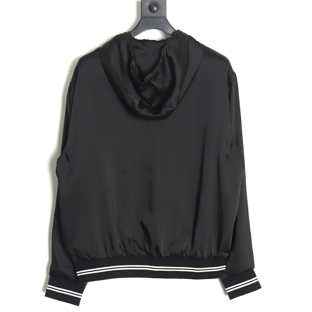 Prada 24SS mulberry silk ribbon hem hooded jacket