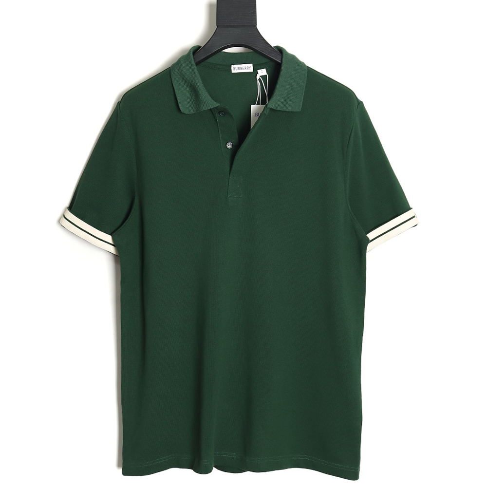 Burberry 24SS Warhorse contrasting color line reverse cuffs printed short-sleeved pol0 shirt_TSK1