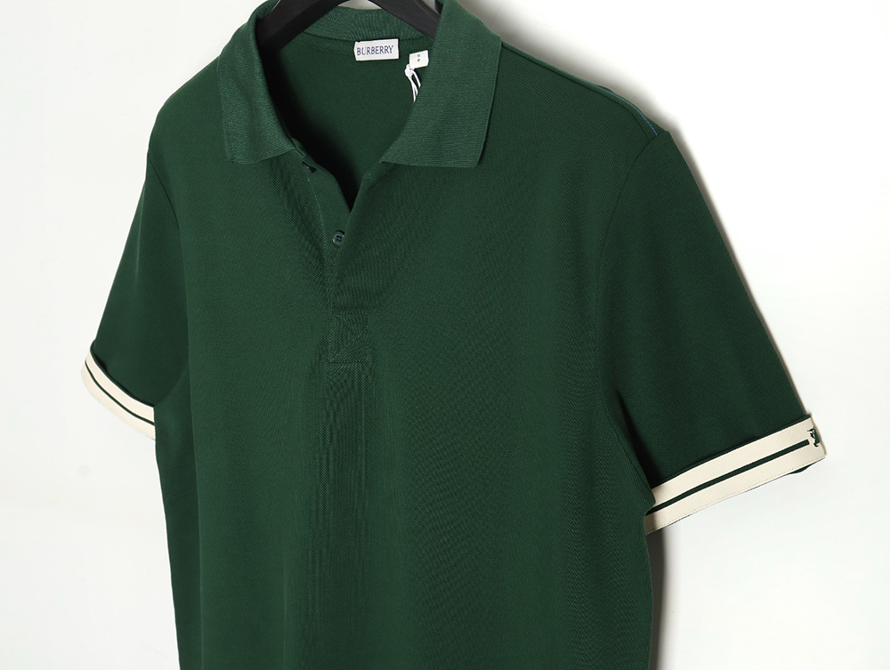 Burberry 24SS Warhorse contrasting color line reverse cuffs printed short-sleeved pol0 shirt_TSK1