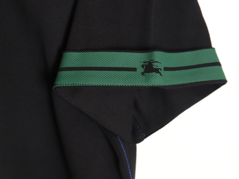 Burberry 24SS Warhorse contrasting color line reverse cuffs printed short-sleeved pol0 shirt_TSK2