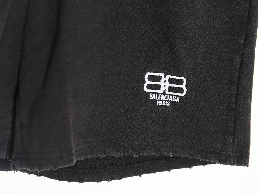 Balenciaga 23SS washed double B embroidered shorts