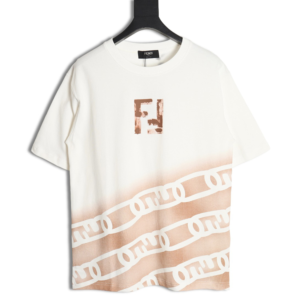 Fendi 24ss double F letter hand-painted gradient short-sleeved T-shirt