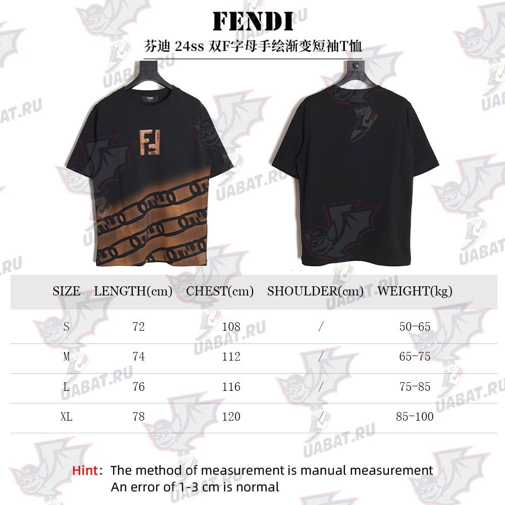 Fendi 24ss double F letter hand-painted gradient short-sleeved T-shirt_TSK1
