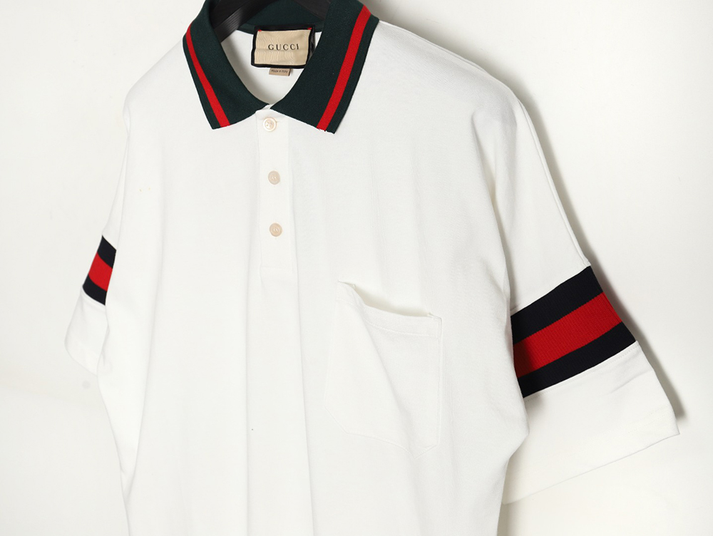 Gucci 23SS short-sleeved POLO shirt with webbing sleeves