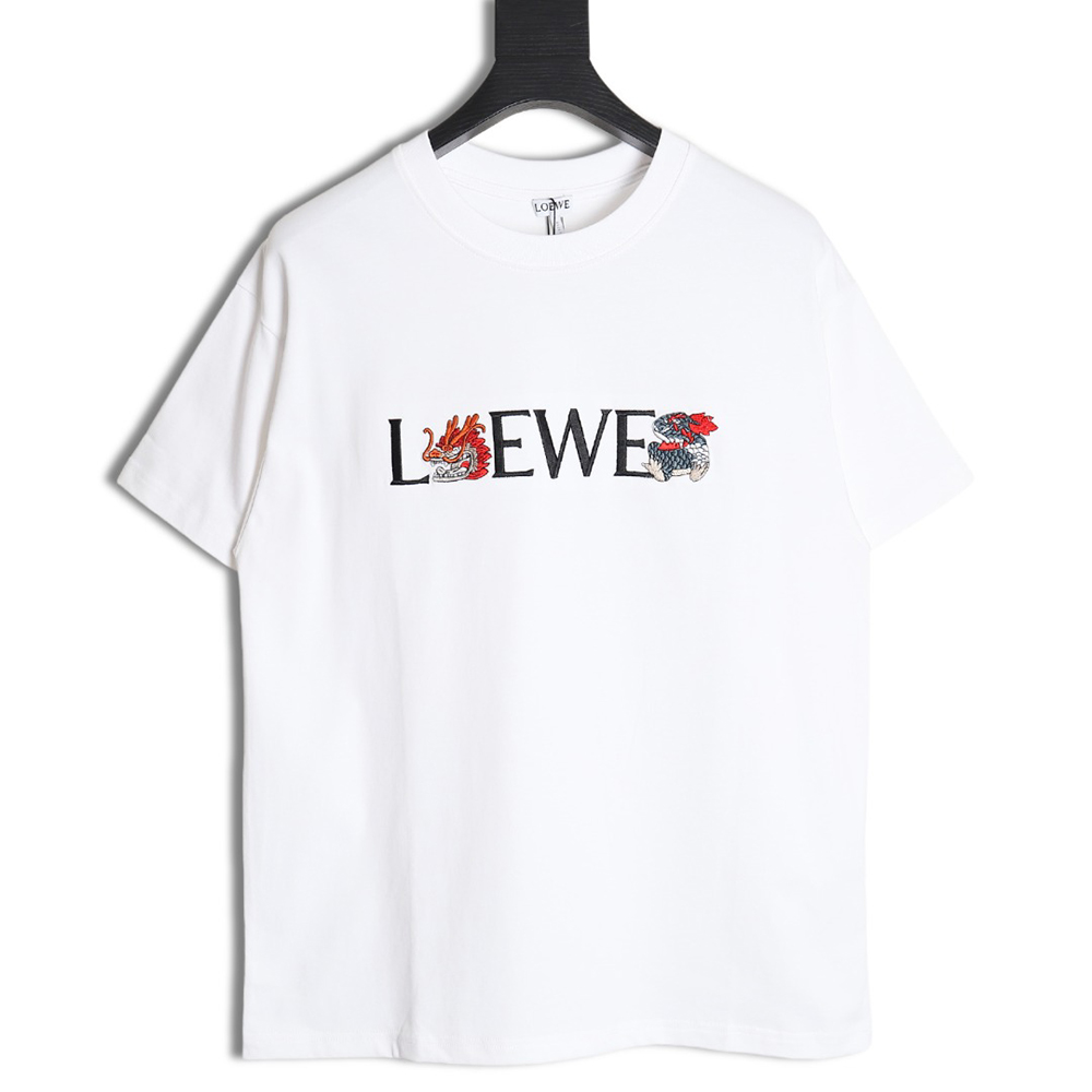 Loewe 24ss Dragon Year Limited Edition Logo Embroidered Short Sleeve T-shirt