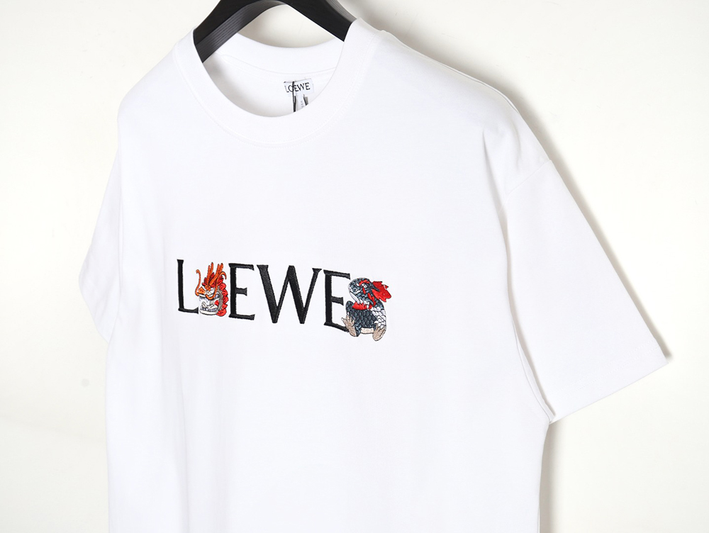 Loewe 24ss Dragon Year Limited Edition Logo Embroidered Short Sleeve T-shirt