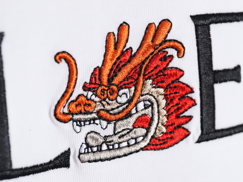 Loewe 24ss Dragon Year Limited Edition Logo Embroidered Short Sleeve T-shirt