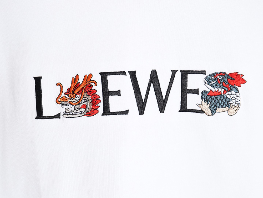 Loewe 24ss Dragon Year Limited Edition Logo Embroidered Short Sleeve T-shirt