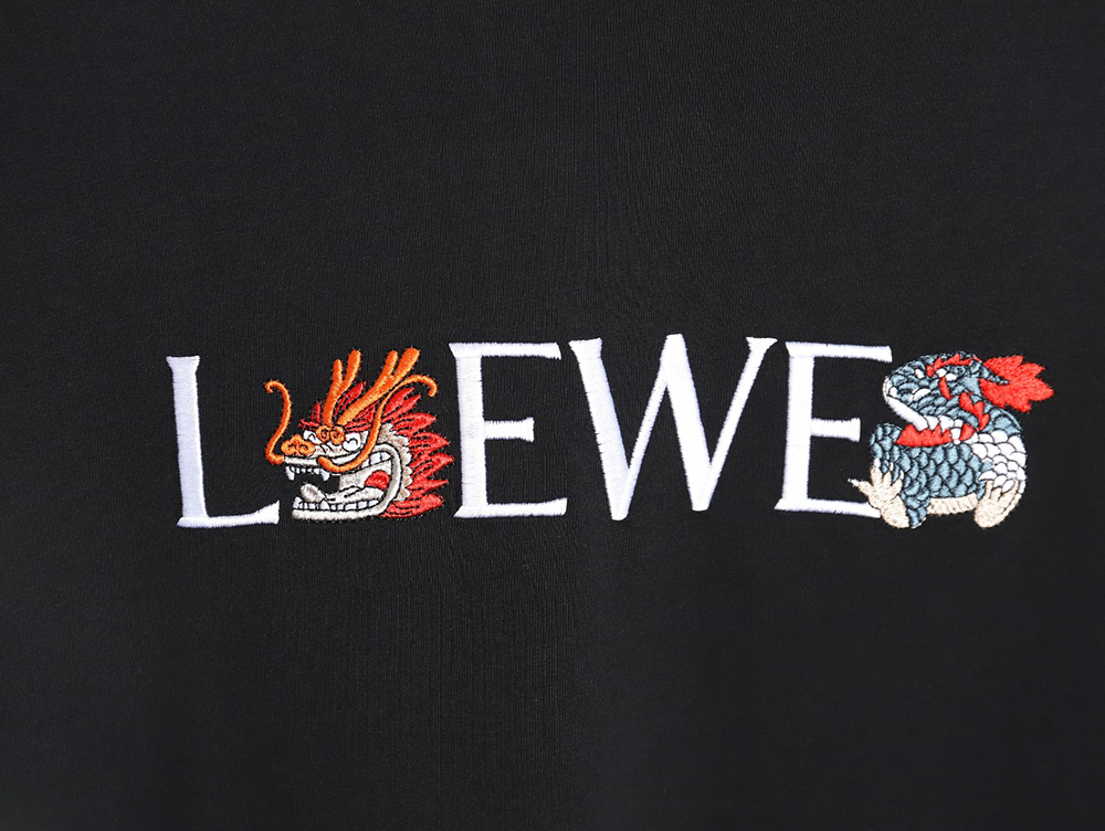 Loewe 24ss Dragon Year Limited Edition Logo Embroidered Short Sleeve T-shirt_TSK1