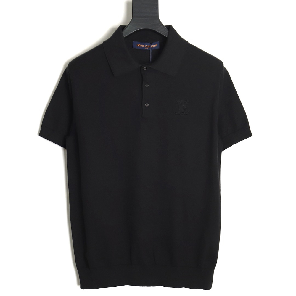 LV logo embroidered short-sleeved polo shirt