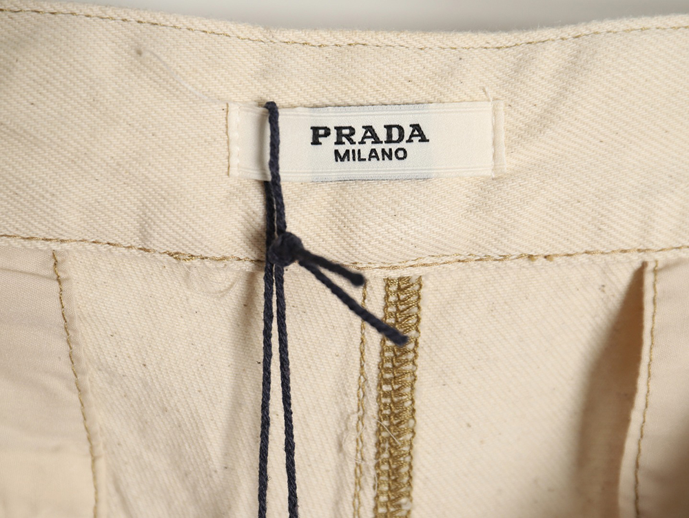 Prada triangle pocket denim shorts off-white