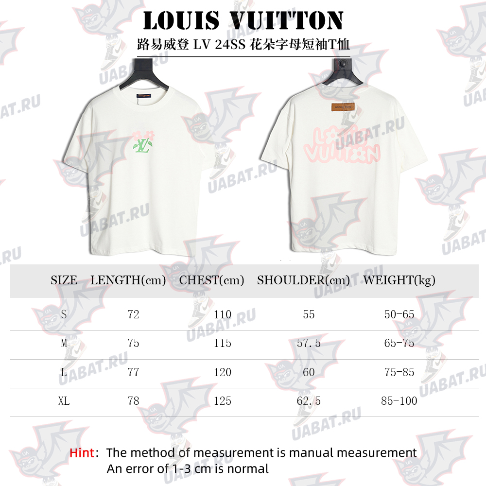 Louis Vuitton LV 24SS floral lettering short-sleeved T-shirt
