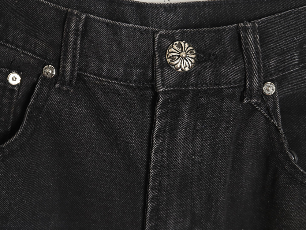 Chrome Hearts Leather Cross Denim Shorts_TSK2