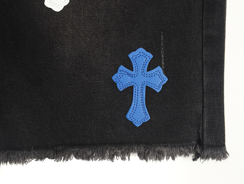 Chrome Hearts Leather Cross Denim Shorts_TSK2