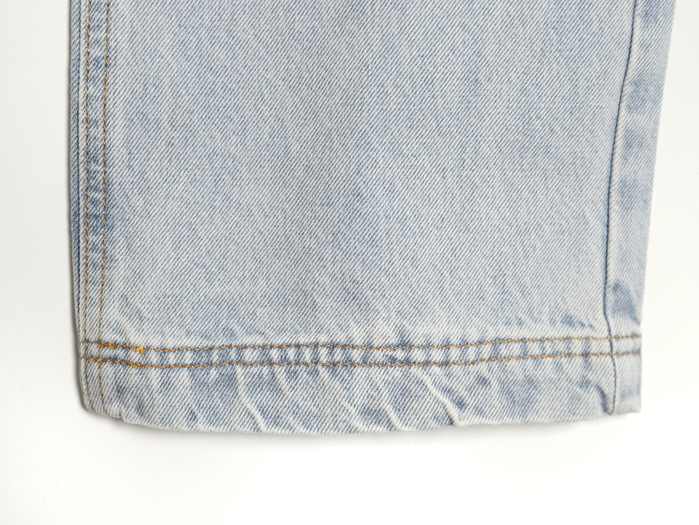 Fendi new blue back pocket leather label denim trousers