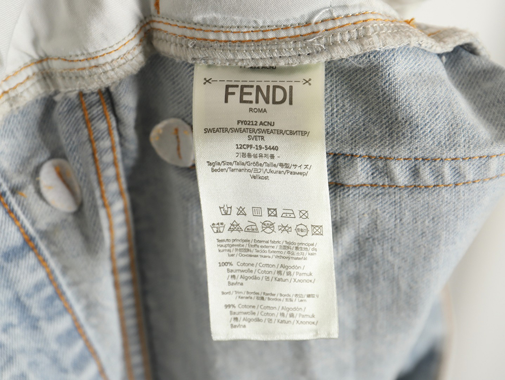 Fendi new blue back pocket leather label denim trousers