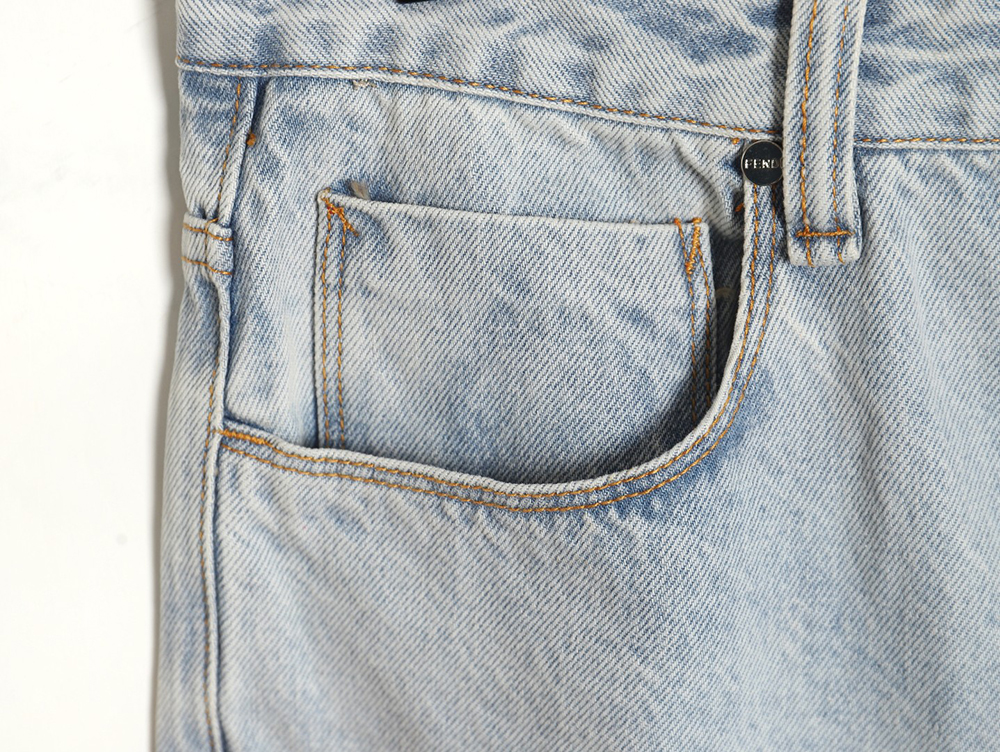 Fendi new blue back pocket leather label denim trousers