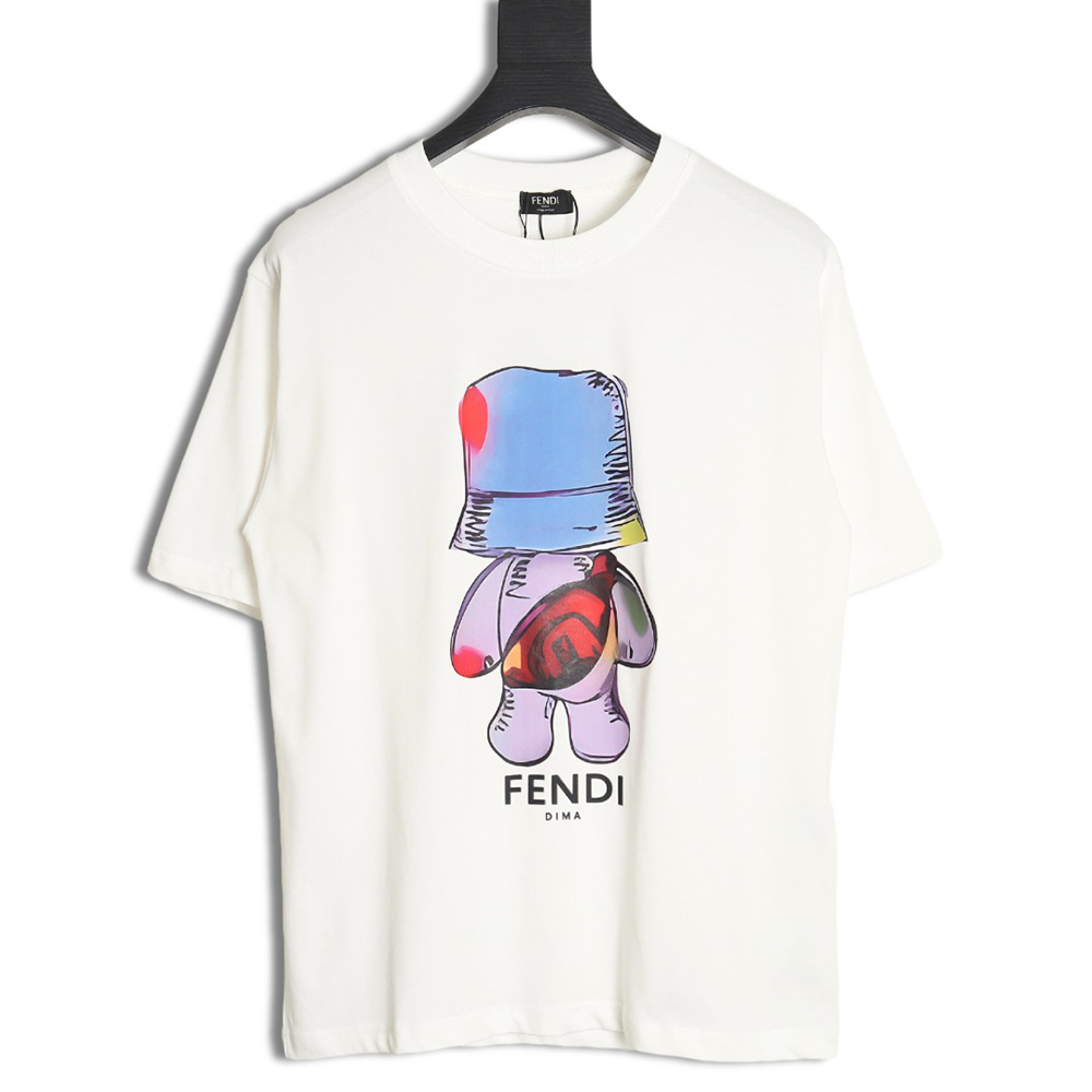 Fendi Little Blue Hat Backpack Bear Short Sleeve T-shirt