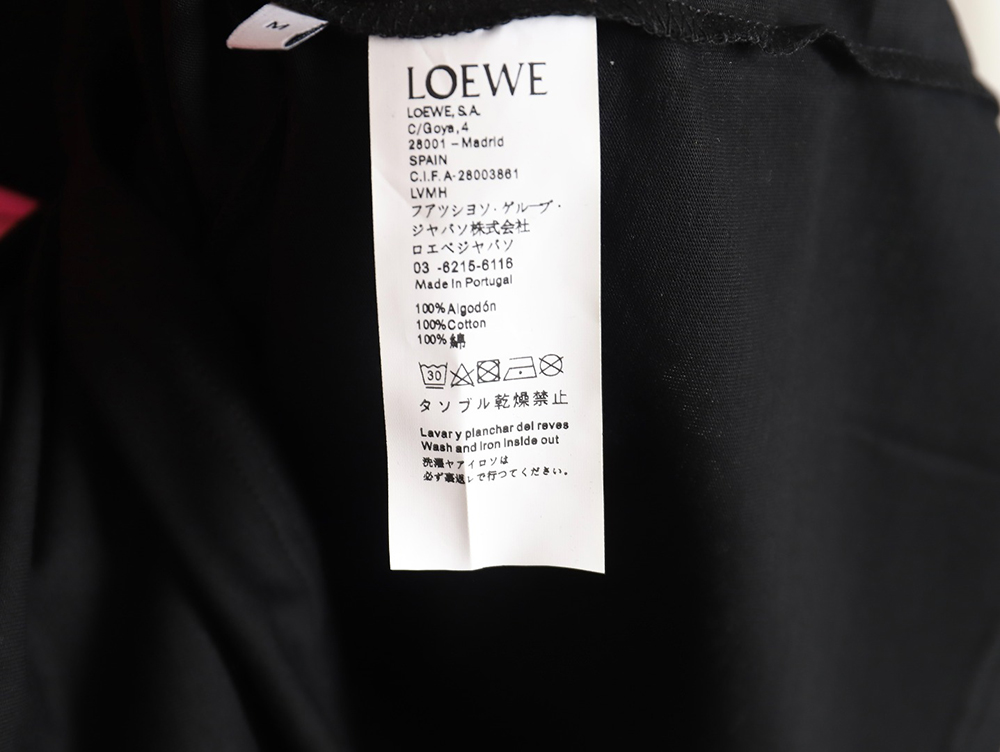 Loewe 22SS fluorescent pink four grass embroidered short-sleeved T-shirt