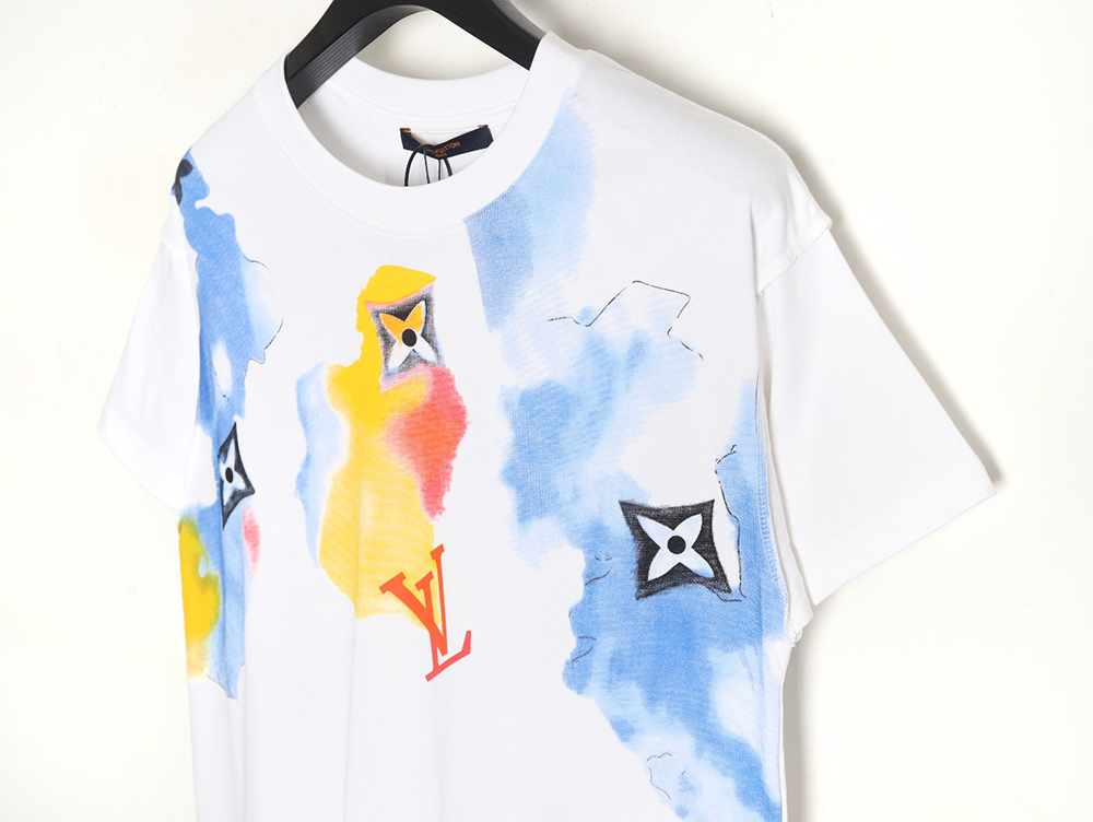 Louis Vuitton Watercolor Graffiti Short Sleeve T-Shirt