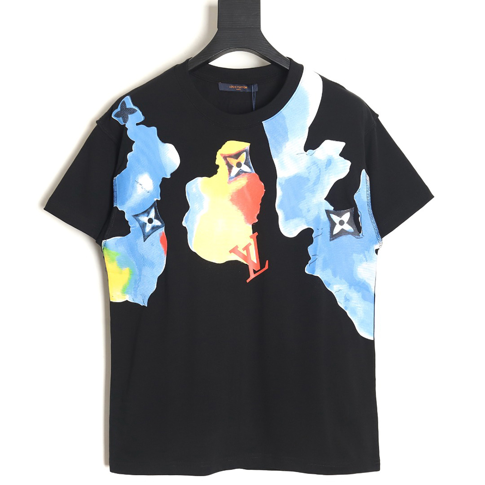 Louis Vuitton Watercolor Graffiti Short Sleeve T-Shirt_TSK1