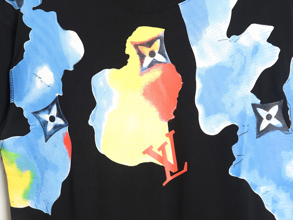 Louis Vuitton Watercolor Graffiti Short Sleeve T-Shirt_TSK1