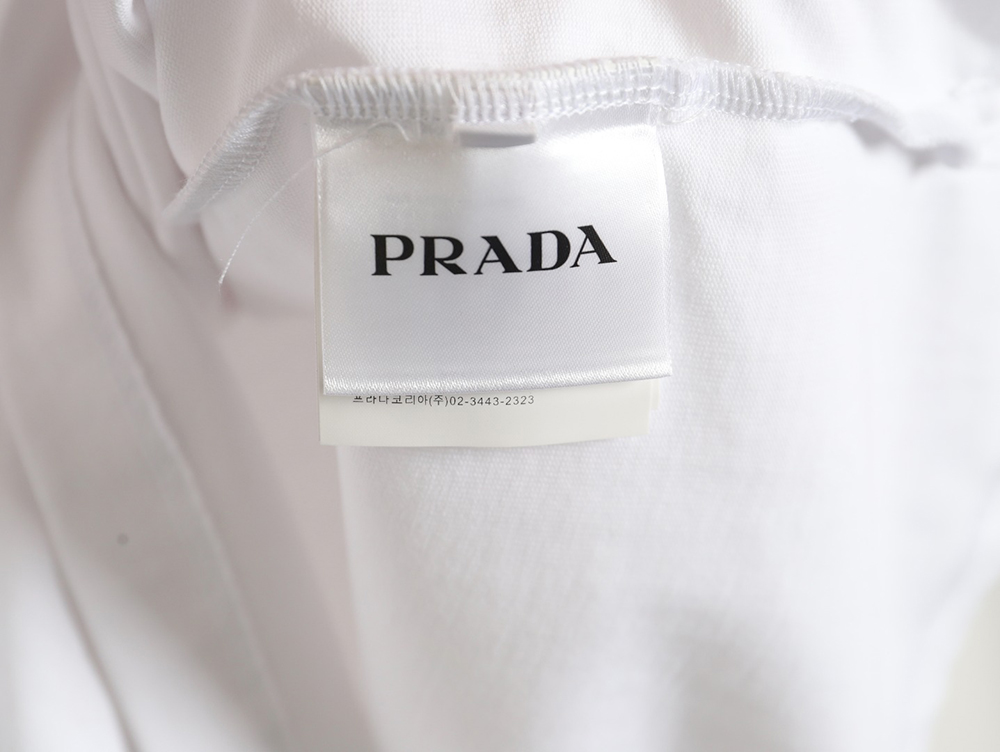 Prada new round embroidery lapel short-sleeved Polo shirt