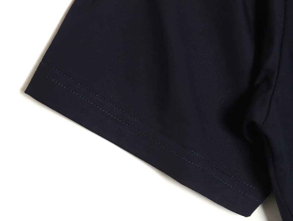 Prada new round embroidery lapel short-sleeved Polo shirt Navy blue