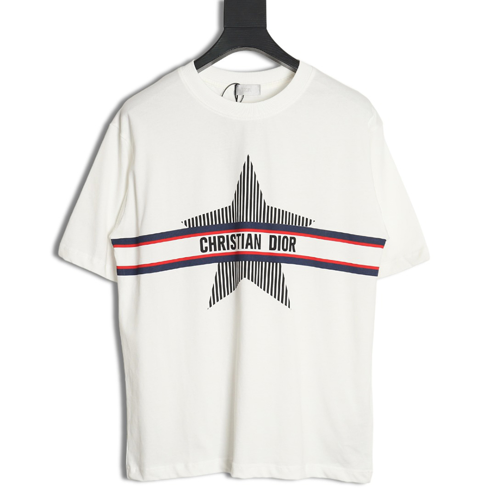 Dior classic vertical striped five-star short-sleeved T-shirt TSK1