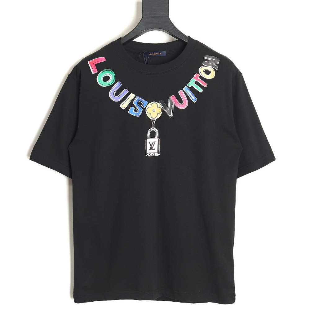 Louis Vuitton Colorful Necklace Pendant Short Sleeve T-Shirt TSK2