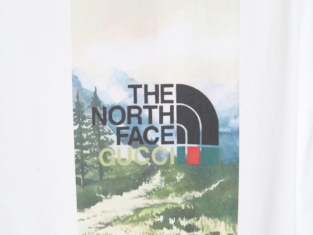 The North Face Gucci joint new landscape big logo series printed short sleeves TSK1