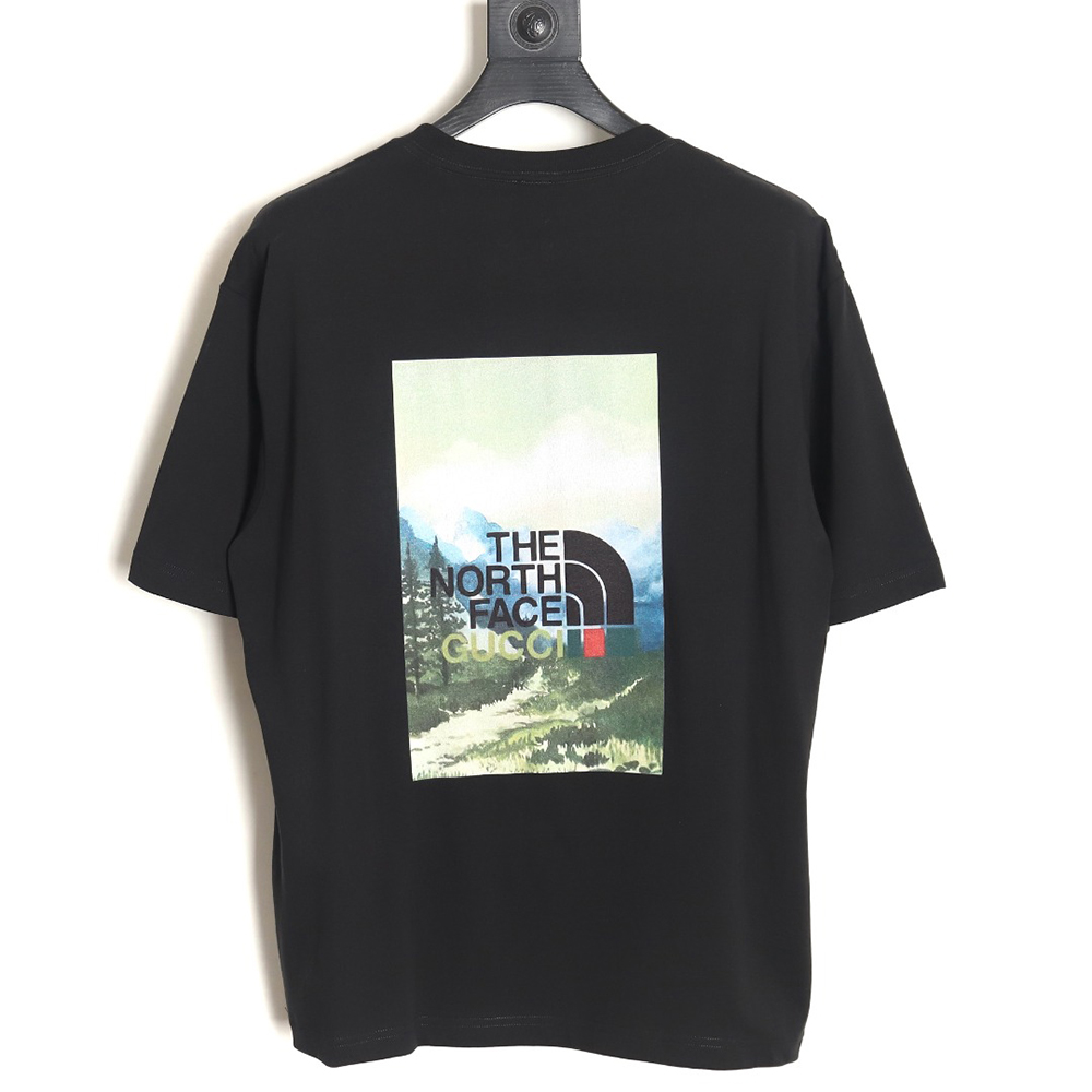 The North Face Gucci joint new landscape big logo series printed short sleeves TSK2