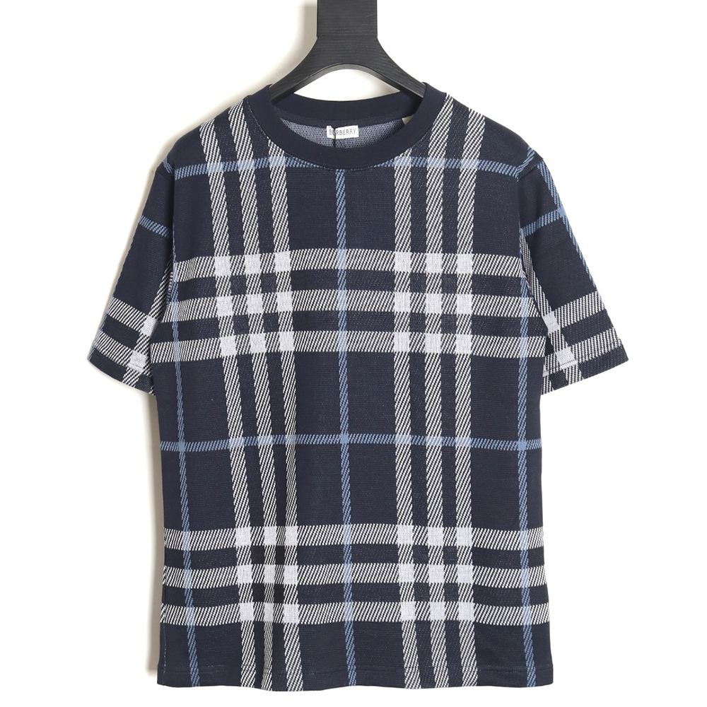 Burberry 24ss check knitted short-sleeved T-shirt TSK2