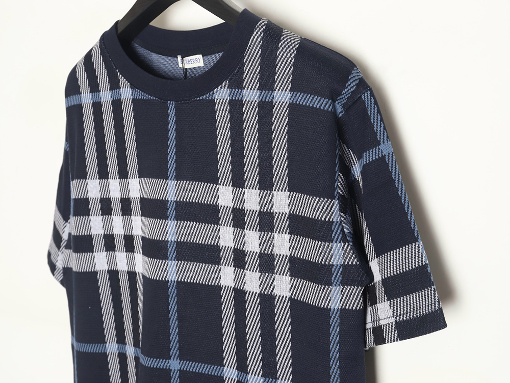 Burberry 24ss check knitted short-sleeved T-shirt TSK2