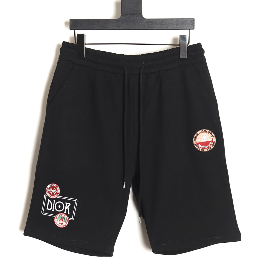 Dior Zhangzai logo embroidered cotton shorts