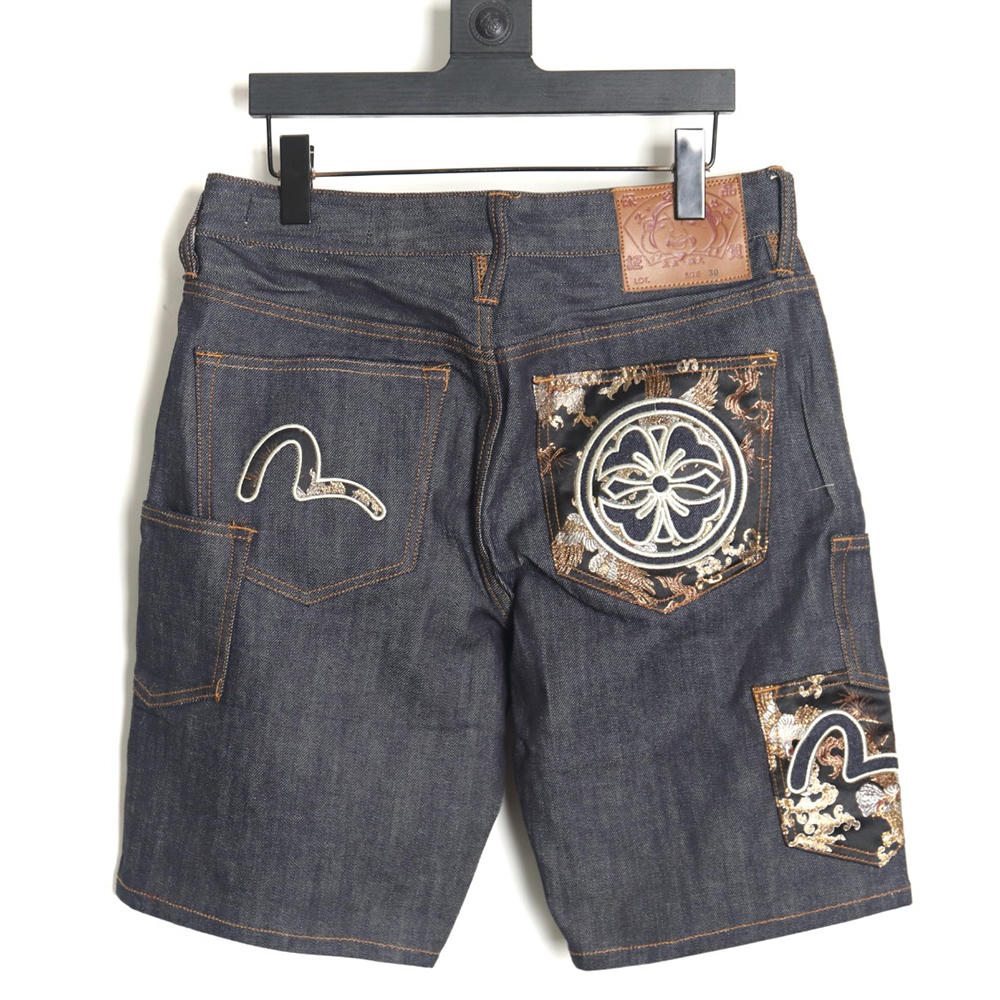 Evisu 25ss Kamon Embroidery Pocket Denim Casual Shorts