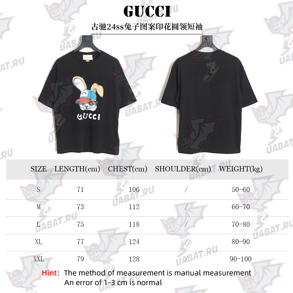 Gucci 24ss rabbit pattern print crew neck short sleeves TSK2