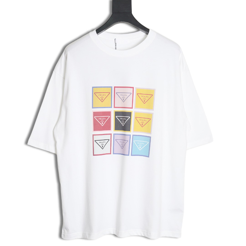 Prada 24ss nine-square square letter round neck short sleeve TSK1