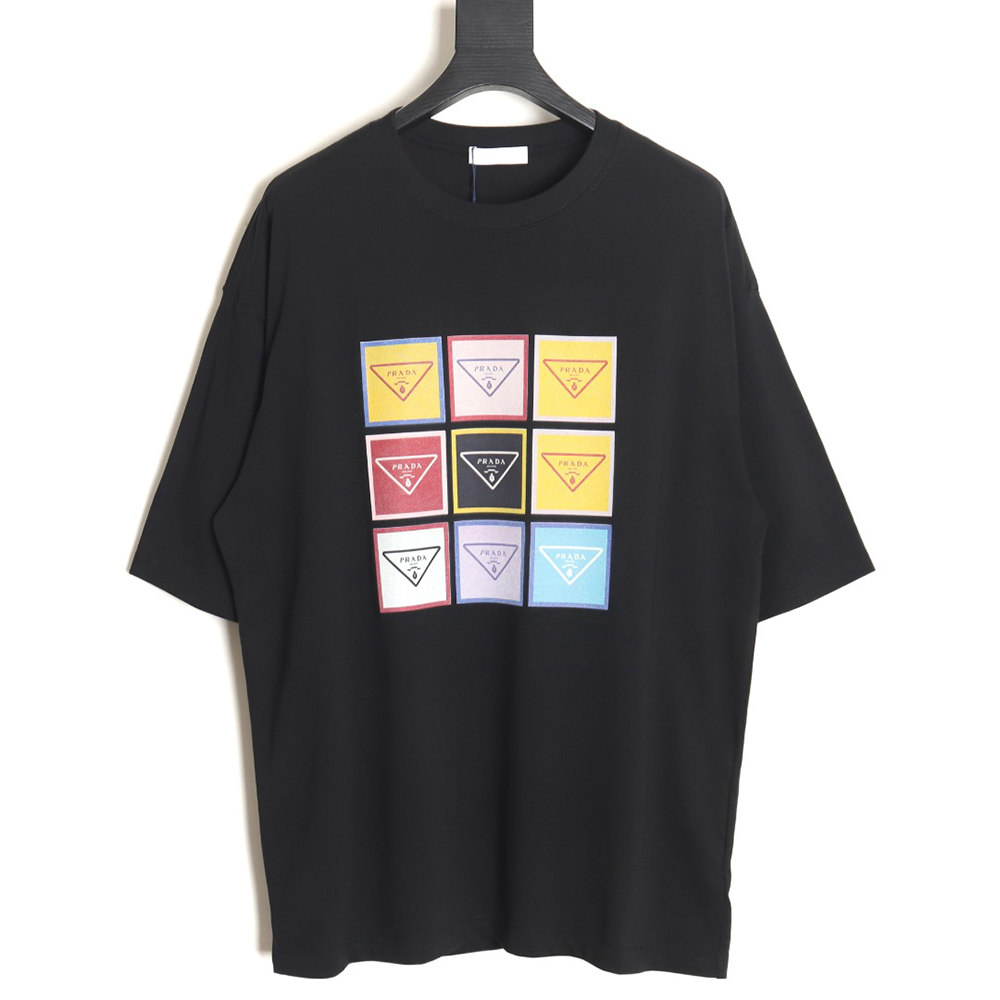 Prada 24ss nine-square square letter round neck short sleeve TSK2