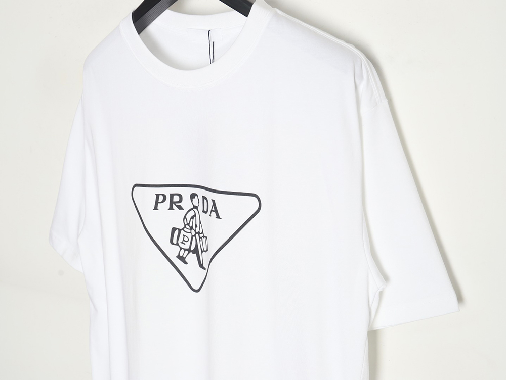 Prada 24ss triangle logo printed round neck short sleeves TSK1