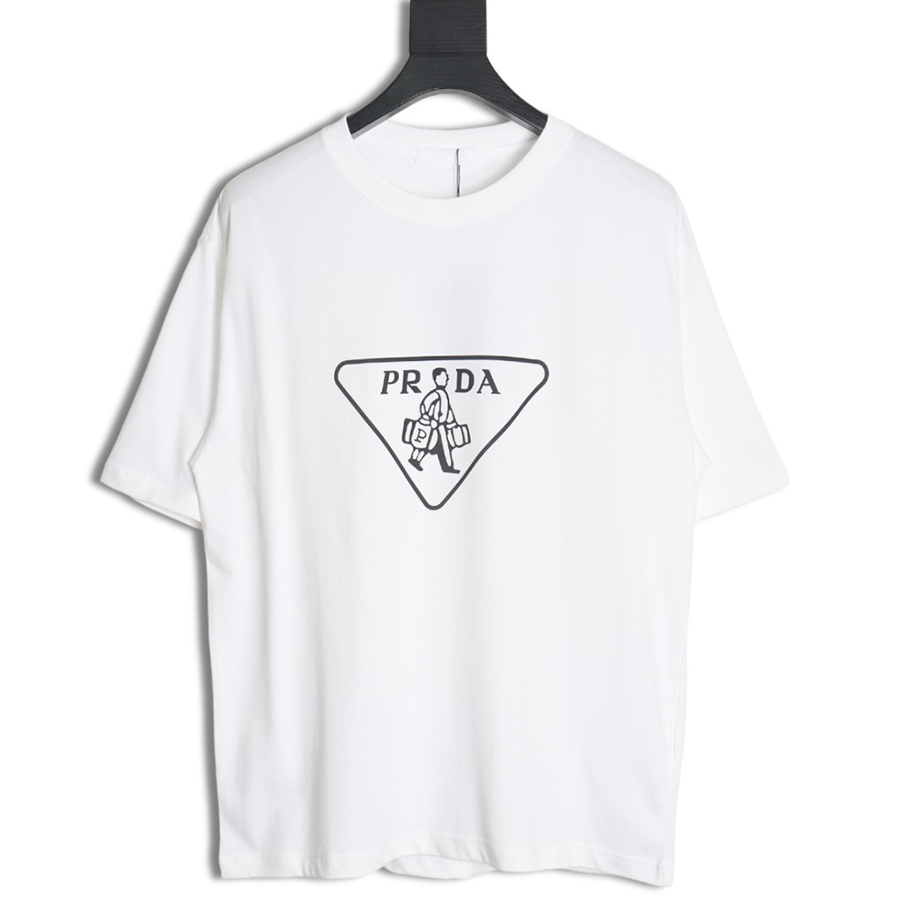 Prada 24ss triangle logo printed round neck short sleeves TSK1