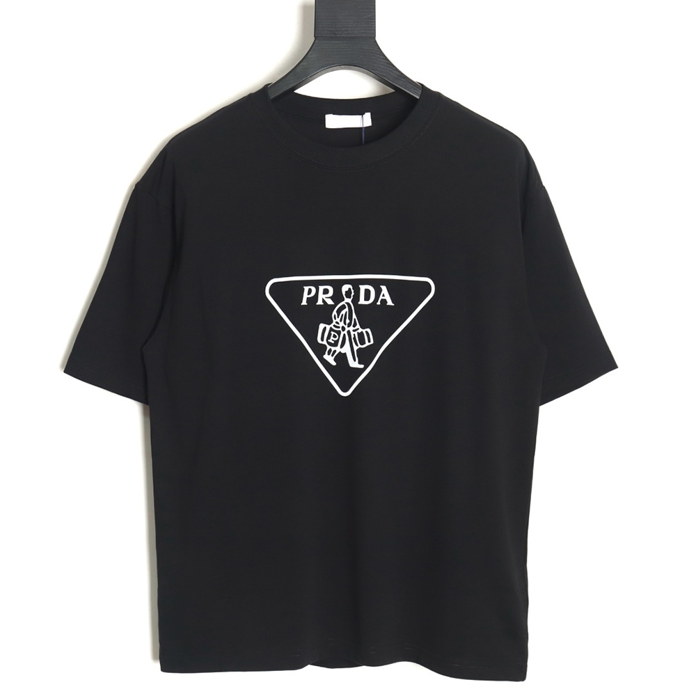 Prada 24ss triangle logo printed round neck short sleeves TSK2