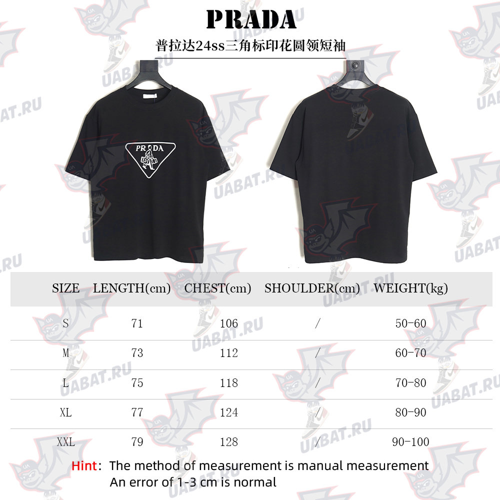 Prada 24ss triangle logo printed round neck short sleeves TSK2