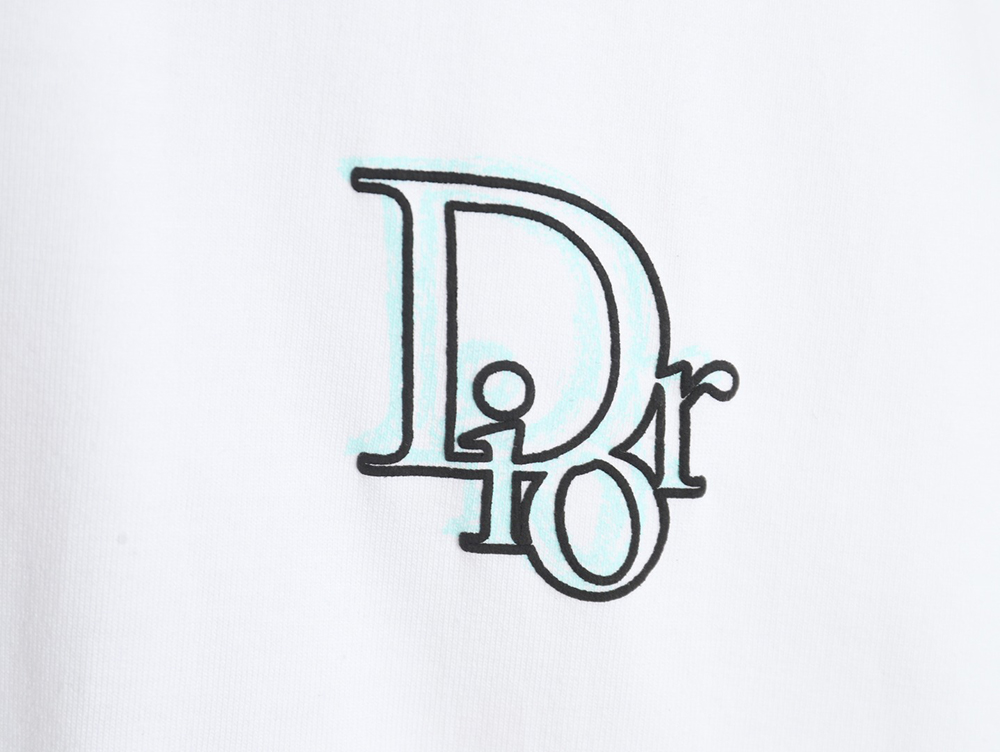 Dior 24ss light green graffiti logo short sleeve T-shirt