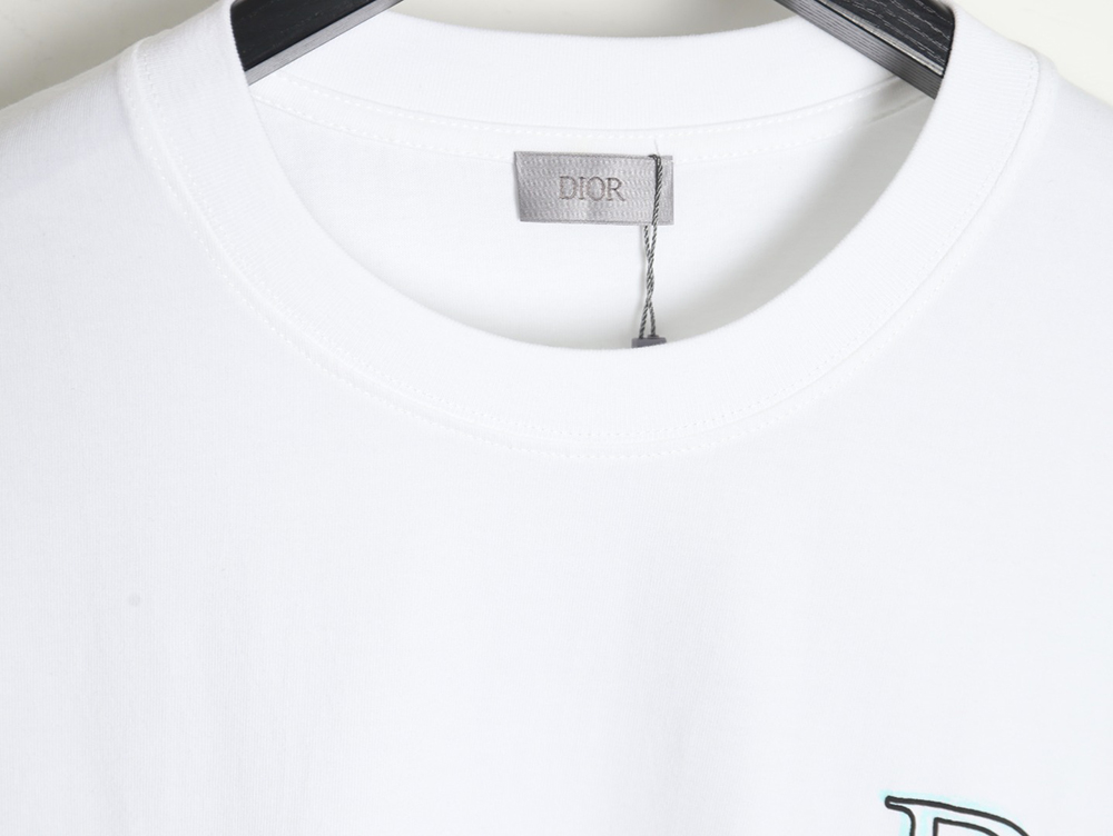 Dior 24ss light green graffiti logo short sleeve T-shirt