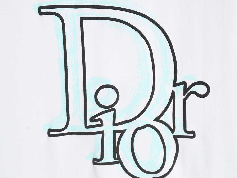 Dior 24ss light green graffiti logo short sleeve T-shirt