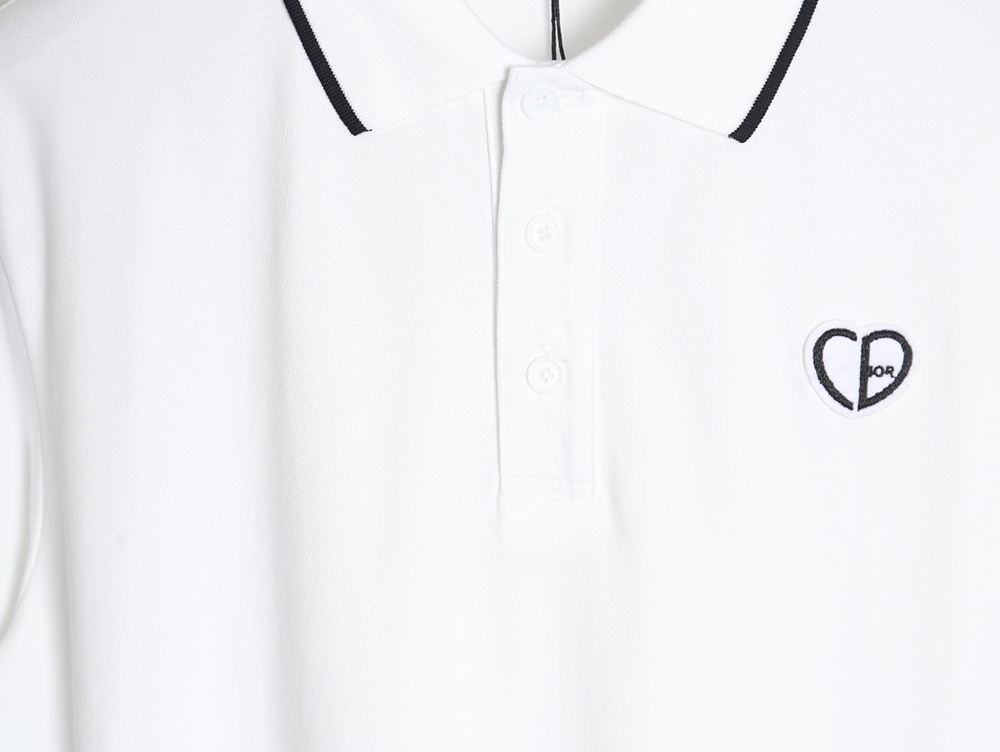 Dior small heart embroidery short-sleeved polo shirt