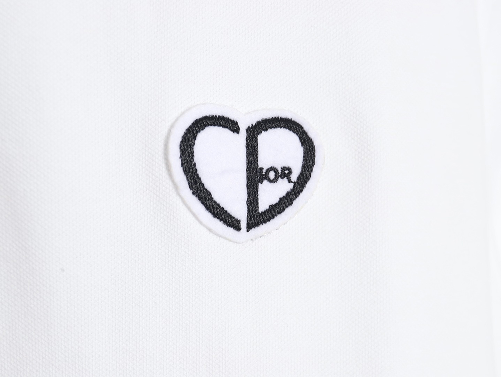 Dior small heart embroidery short-sleeved polo shirt